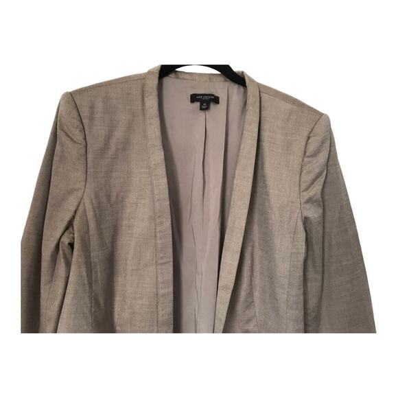 Ann Taylor Blazer Size 14 Grey Wool Blend Suit Jacket Long Sleeve Open Front - Picture 2 of 11